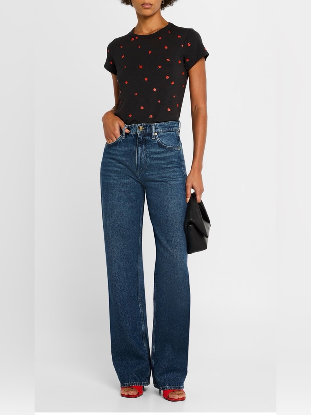 Rag & Bone Shea High-Rise Relaxed Straight Jeans Adeline Wash Size 25